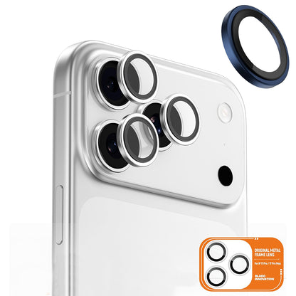 Фолио за защита на задната камера Blueo Metal Frame за Apple iPhone 17 Pro Max / 17 Pro, закалено стъкло, синьо