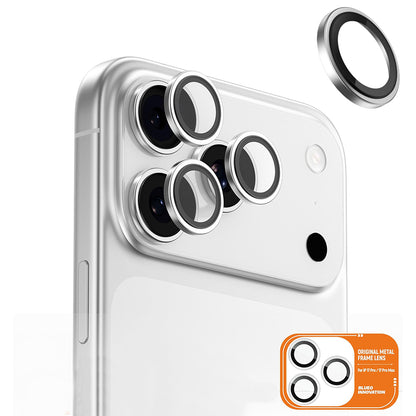 Фолио за защита на задната камера Blueo Metal Frame за Apple iPhone 17 Pro Max / 17 Pro, закалено стъкло, сребристо