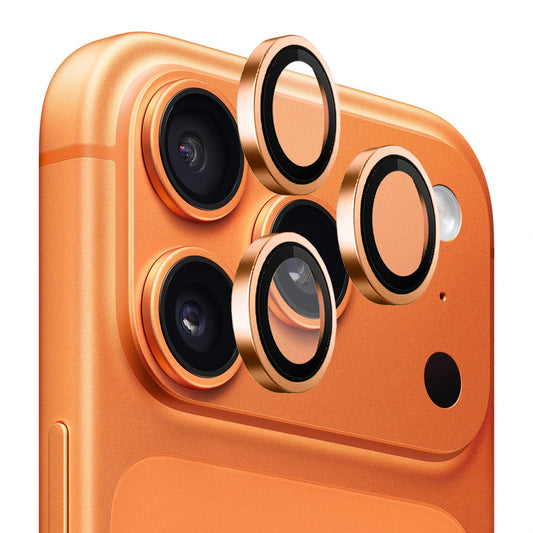 Фолио за защита на задната камера Blueo Metal Frame за Apple iPhone 17 Pro Max / 17 Pro, Закалено стъкло, Оранжево