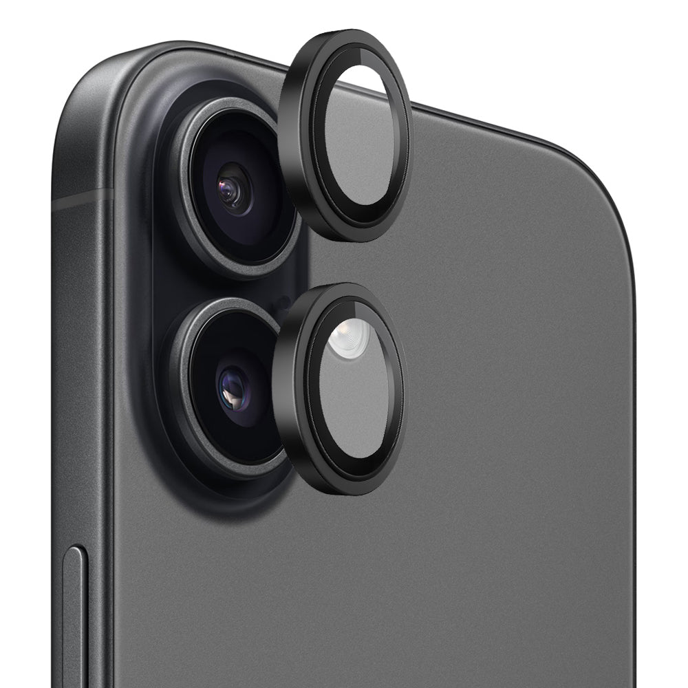 Фолио за защита на задната камера Blueo Metal Frame за Apple iPhone 17, Закалено стъкло, Черно