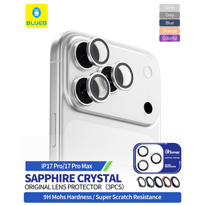 Фолио за защита на задната камера Blueo Sapphire Crystal за Apple iPhone 17 Pro Max / 17 Pro, Закалено стъкло, Синьо