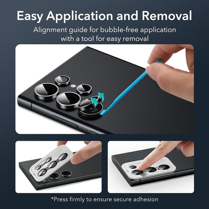 Защитно фолио ESR за задна камера за Samsung Galaxy S24 Ultra S928, закалено стъкло, комплект от 2 броя, черно.