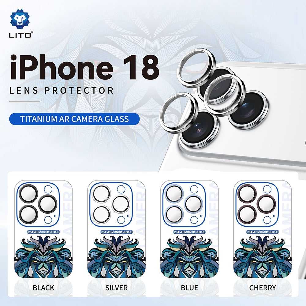 Протектор за задна камера Lito Titanium AR за Apple iPhone 18 Pro / 18 Pro Max, закалено стъкло, синьо