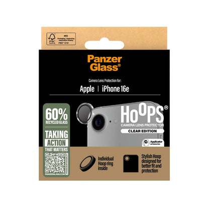 Защитно фолио за задна камера PanzerGlass Hoops за Apple iPhone 16e, Закалено стъкло, Прозрачно