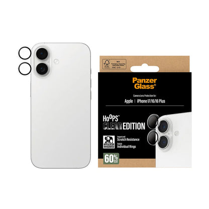 Защитно фолио за задна камера PanzerGlass Hoops за Apple iPhone 17 / 16 Plus / 16, Закалено стъкло, Прозрачно