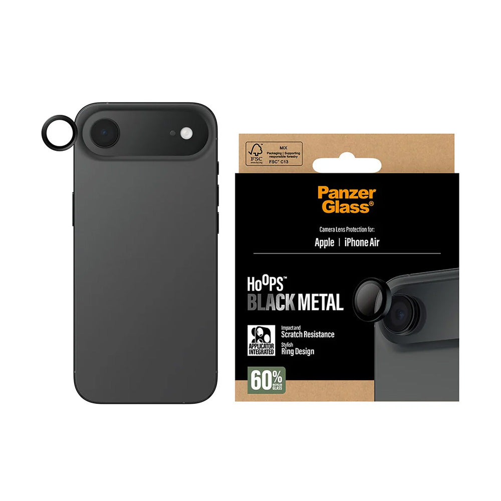 Защитно фолио за задна камера PanzerGlass Hoops за Apple iPhone 17 Air, Закалено стъкло, Черно