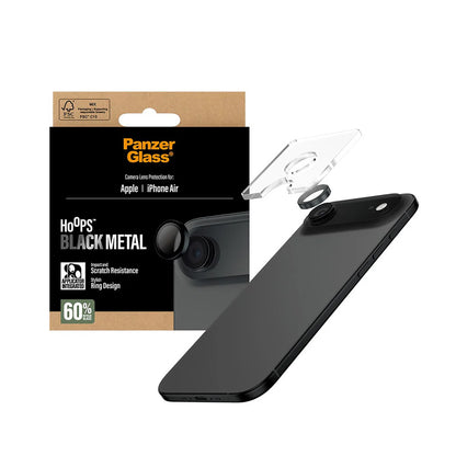 Защитно фолио за задна камера PanzerGlass Hoops за Apple iPhone 17 Air, Закалено стъкло, Черно
