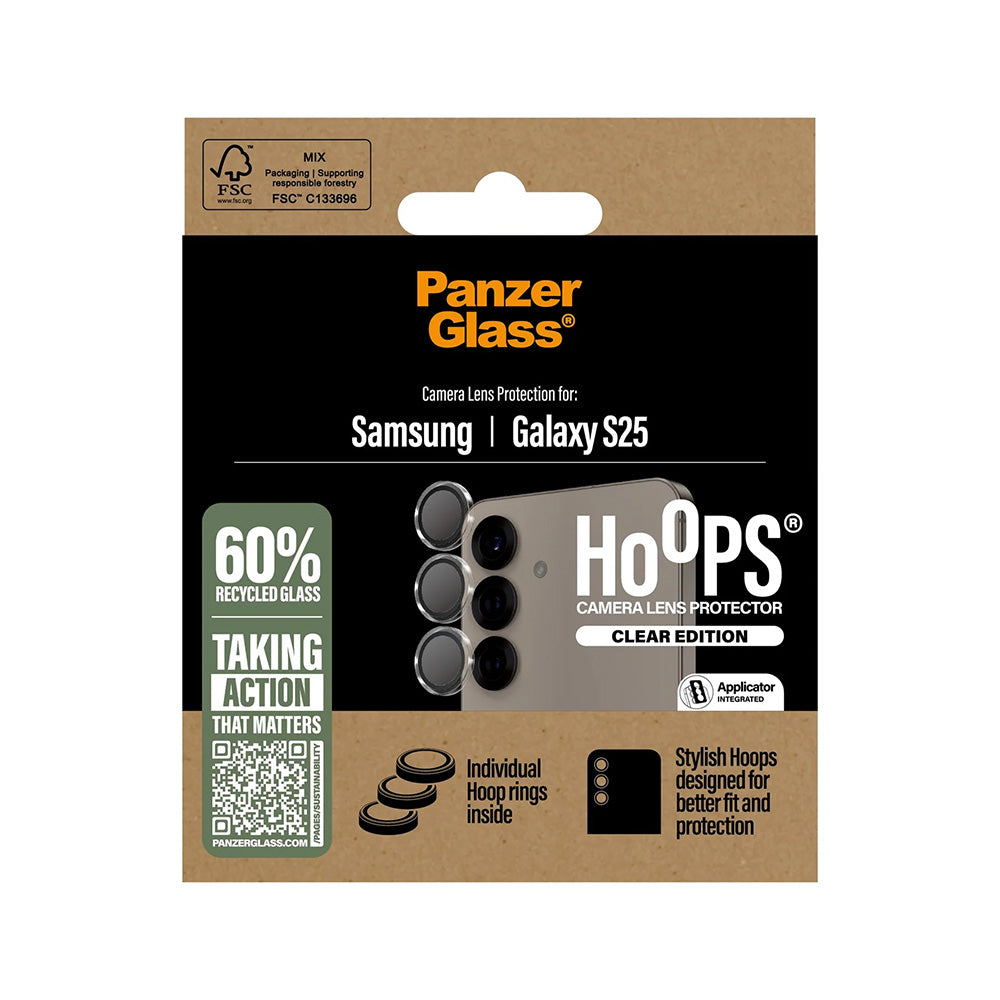 Фолио за защита на задната камера PanzerGlass Hoops за Samsung Galaxy S25 S931, Закалено стъкло, Прозрачно