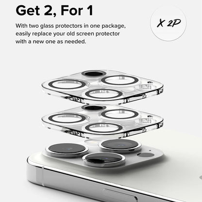 Ringke Back Camera Protection Film for Apple iPhone 15 Pro Max, Tempered Glass, Set of 2 pieces, Transparent