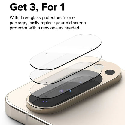 Защитно фолио за задна камера Ringke за Google Pixel 9 Pro XL, закалено стъкло, комплект от 3 броя, прозрачно