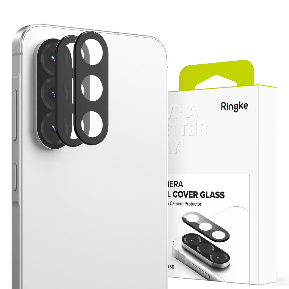 Ringke Rear Camera Protection Film for Samsung Galaxy A56 A566, Tempered Glass, Set of 2 Pieces, Black