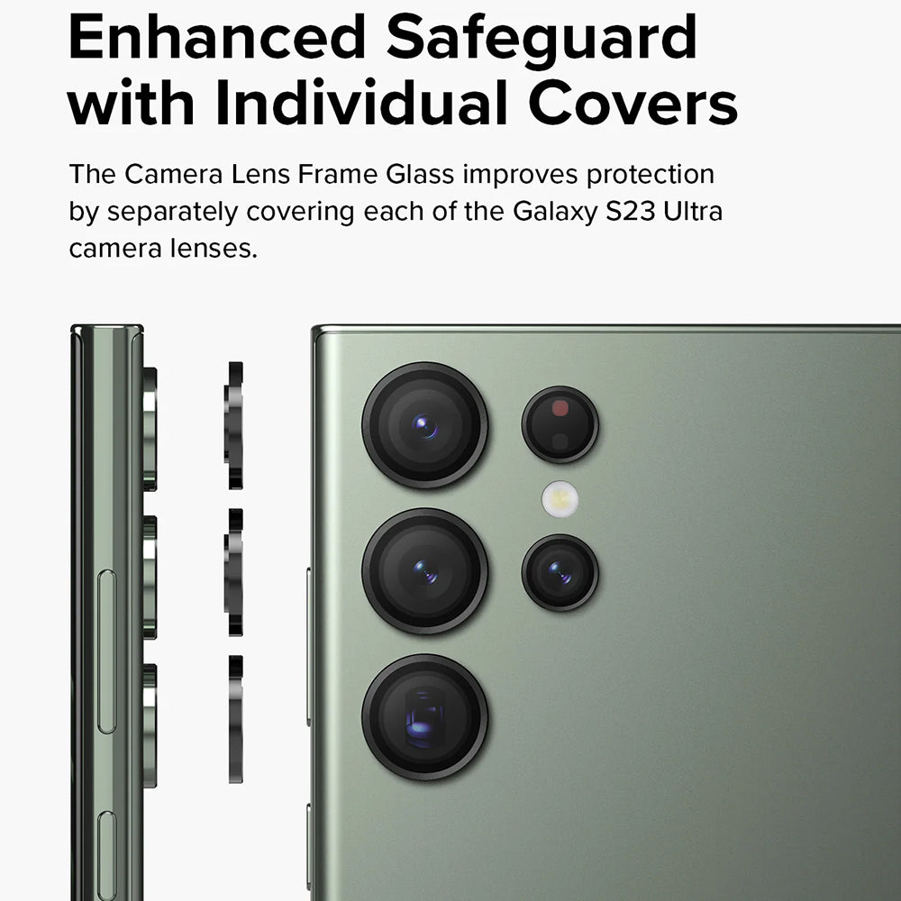 Ringke Rear Camera Protection Film for Samsung Galaxy S23 Ultra S918, Tempered Glass, Black