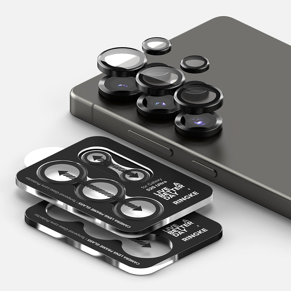 Фолио за защита на задната камера Ringke за Samsung Galaxy S25 Ultra S938, закалено стъкло, черно.