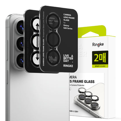 Защитно фолио Ringke за задна камера за Samsung Galaxy S26 Plus S947 / S26, закалено стъкло, комплект от 2 броя, черно