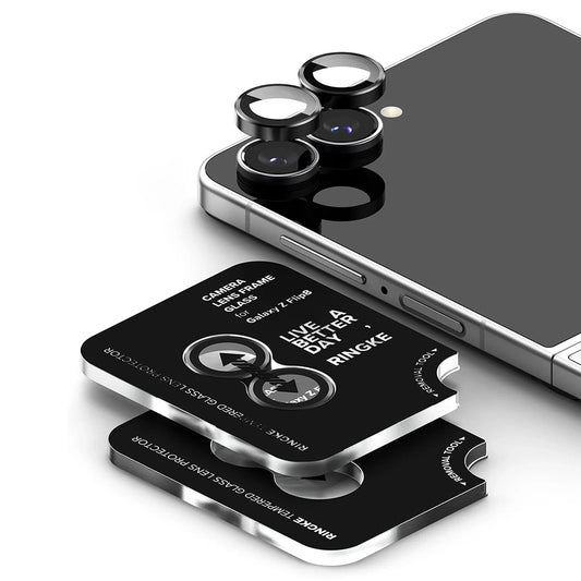Протектор за задна камера Ringke за Samsung Galaxy Z Flip8 F776, закалено стъкло, комплект от 2 броя, черен