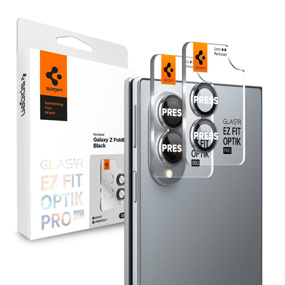 Протектор за задна камера Spigen GlastR EZ FIT Optik Pro HD за Samsung Galaxy Z Fold8 F971, закалено стъкло, комплект от 2 броя, черен AGL11944