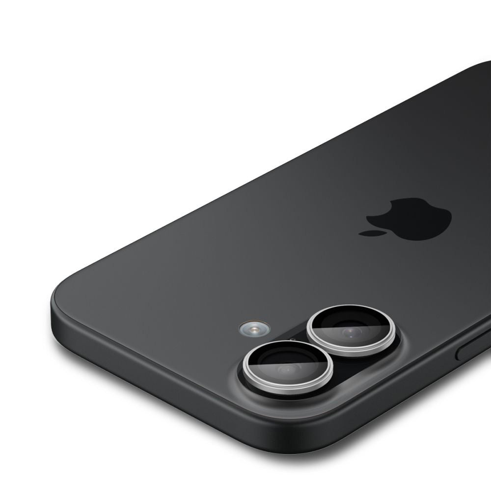 Защитно фолио за задна камера Spigen GlastR EZ FIT Optik Pro за Apple iPhone 17 / 16 Plus / 16, закалено стъкло, комплект от 2 броя, сребристо