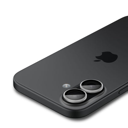 Защитно фолио за задна камера Spigen GlastR EZ FIT Optik Pro за Apple iPhone 17 / 16 Plus / 16, закалено стъкло, комплект от 2 броя, сребристо