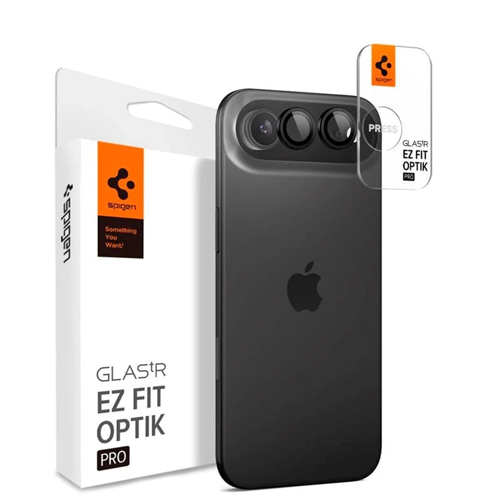 Защитно фолио за задна камера Spigen GlastR EZ FIT Optik Pro за Apple iPhone 17 Air, закалено стъкло, комплект от 2 броя, черно.