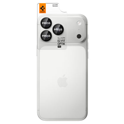 Защитно фолио за задна камера Spigen GlastR EZ FIT Optik Pro за Apple iPhone 18 Pro / 18 Pro Max, закалено стъкло, комплект от 2 броя, тъмносиво AGL12043