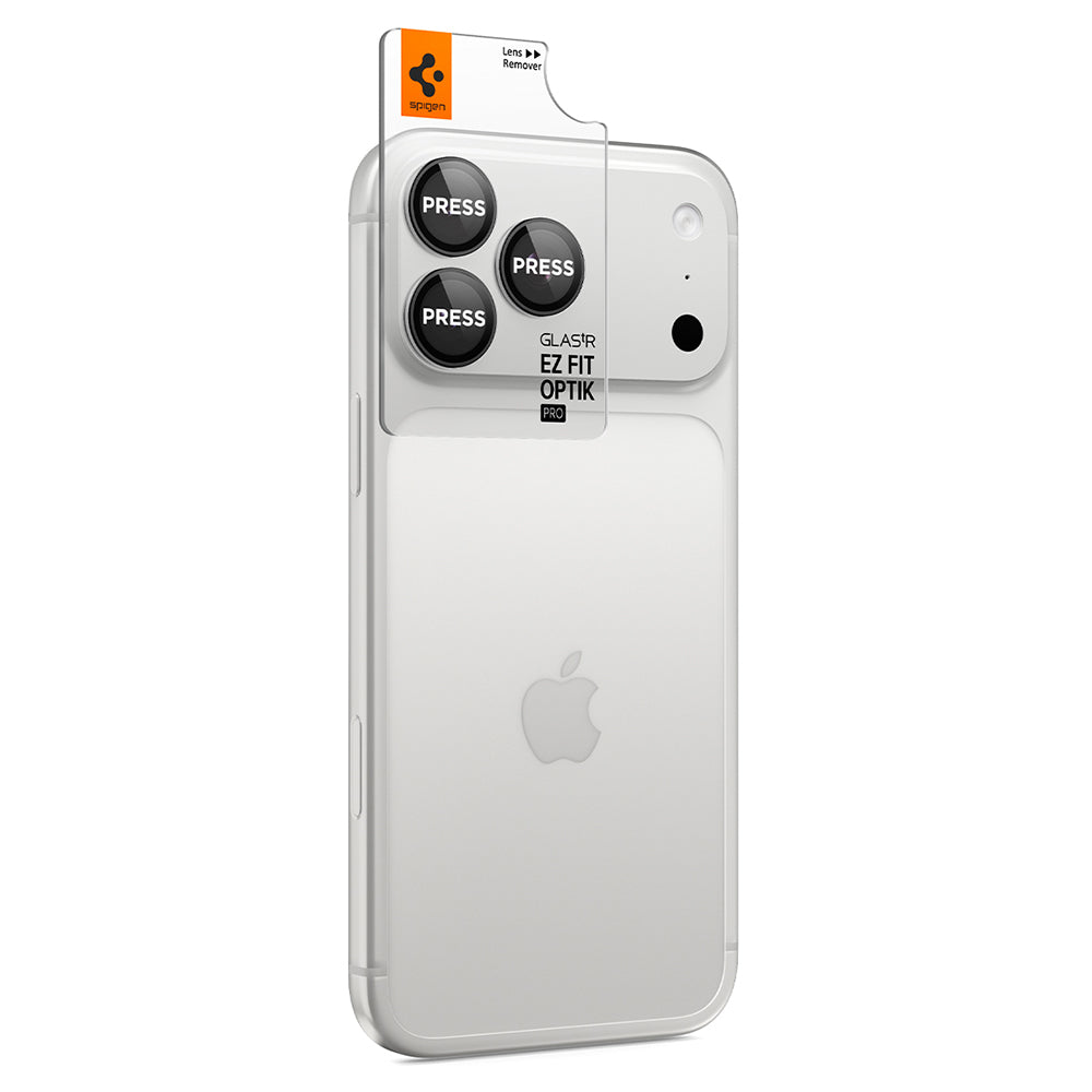 Защитно фолио за задна камера Spigen GlastR EZ FIT Optik Pro за Apple iPhone 18 Pro / 18 Pro Max, закалено стъкло, комплект от 2 броя, тъмносиво AGL12043