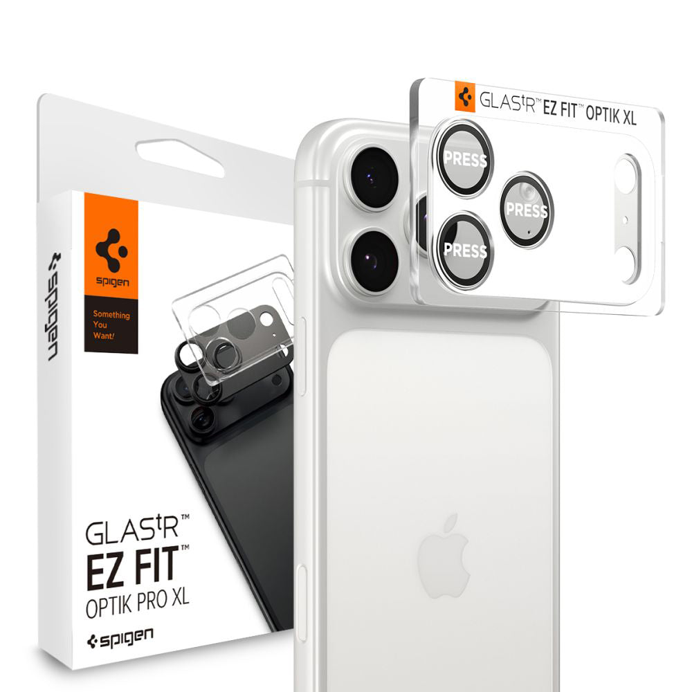 Фолио за защита на задната камера Spigen GlastR EZ FIT Optik Pro XL за Apple iPhone 17 Pro Max, закалено стъкло, сребристо