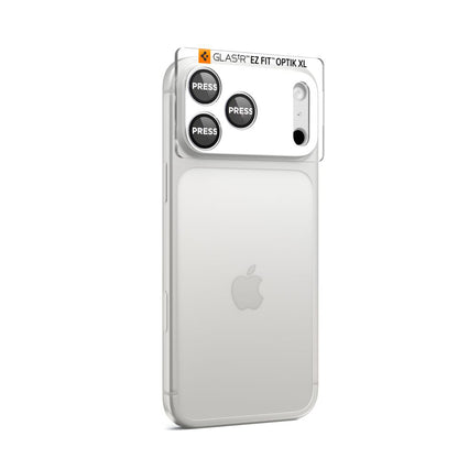 Фолио за защита на задната камера Spigen GlastR EZ FIT Optik Pro XL за Apple iPhone 17 Pro Max, закалено стъкло, сребристо