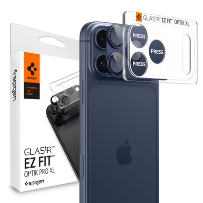 Защитно фолио за задна камера Spigen GlastR EZ FIT Optik Pro XL за Apple iPhone 17 Pro Max, закалено стъкло, синьо