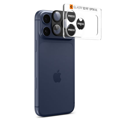 Фолио за защита на задната камера Spigen GlastR EZ FIT Optik Pro XL за Apple iPhone 17 Pro Max, Закалено стъкло, Черно AGL10649