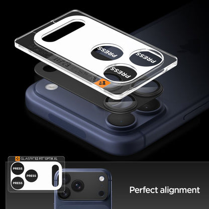 Фолио за защита на задната камера Spigen GlastR EZ FIT Optik Pro XL за Apple iPhone 17 Pro Max, Закалено стъкло, Черно AGL10649
