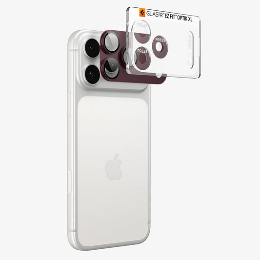Spigen GlastR EZ FIT Optik Pro XL Rear Camera Protective Film for Apple iPhone 18 Pro, Tempered Glass, Burgundy AGL12036