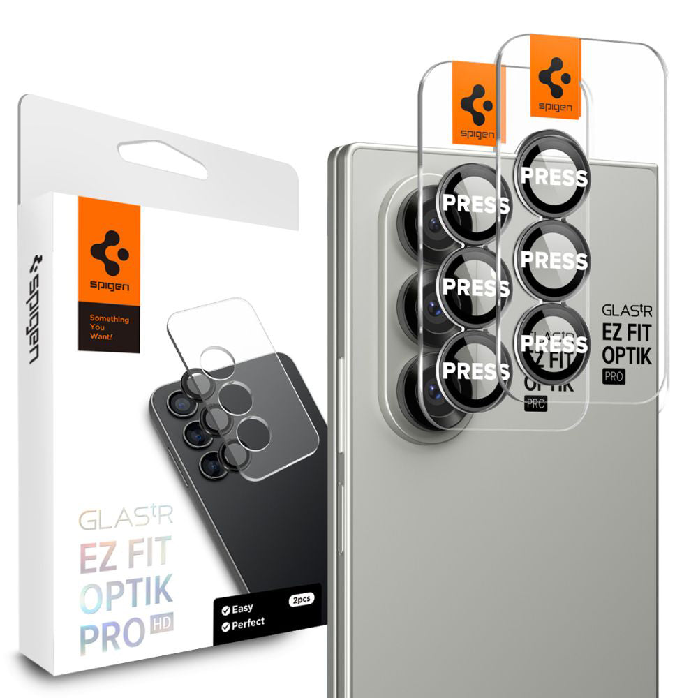 Фолио за защита на задната камера Spigen GlastR EZ FIT Optik Pro HD за Samsung Galaxy Z Fold7 F966, закалено стъкло, комплект от 2 броя, черно AGL09581