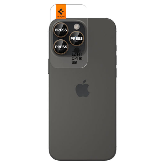 Защитно фолио за задна камера Spigen GlastR EZ FIT Optik Pro за Apple iPhone 16 Pro, закалено стъкло, комплект от 2 броя, бронз AGL08862