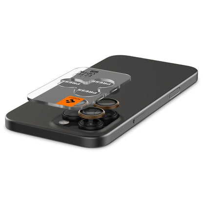 Защитно фолио за задна камера Spigen GlastR EZ FIT Optik Pro за Apple iPhone 16 Pro, закалено стъкло, комплект от 2 броя, бронз AGL08862