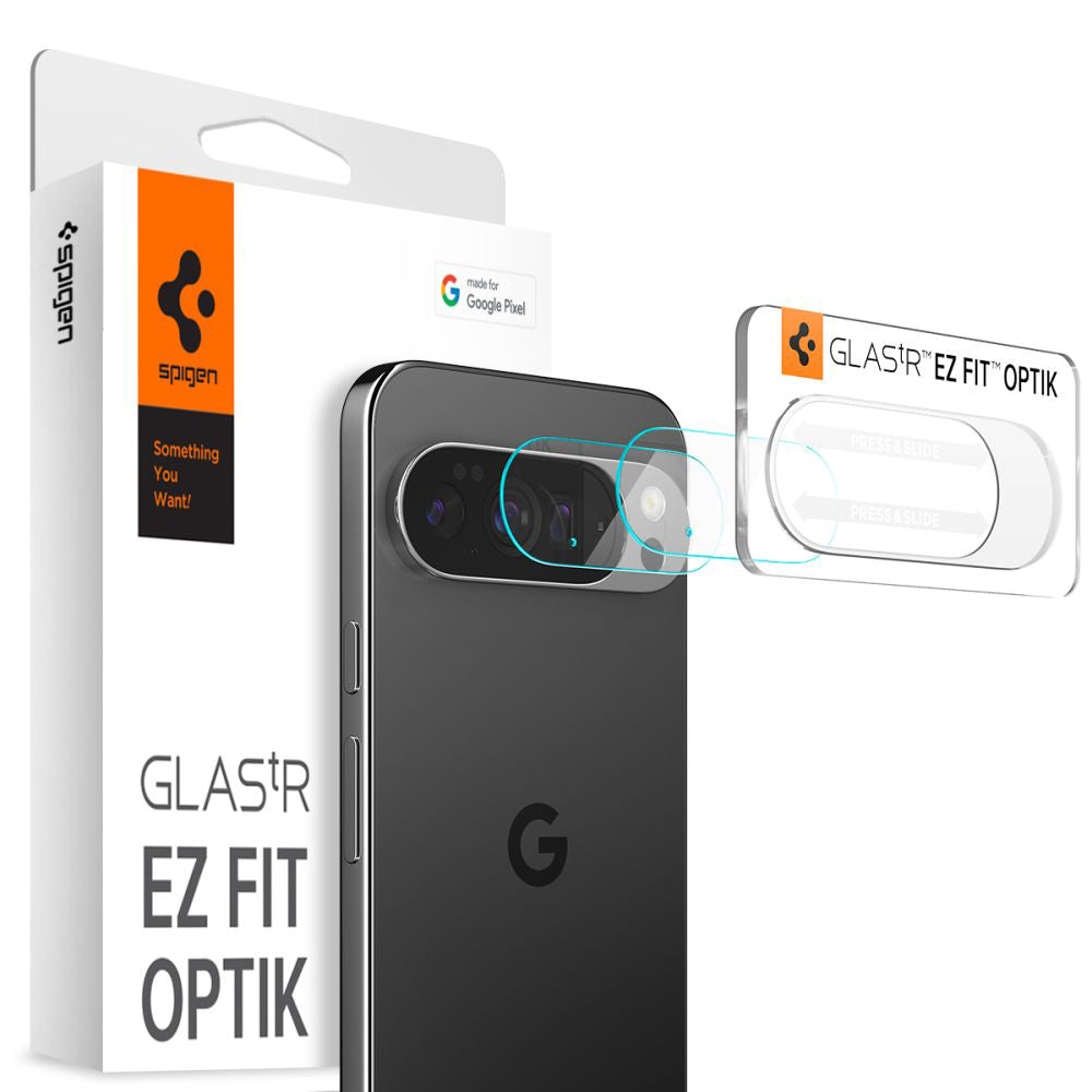 Протектор за задна камера Spigen GlastR Optik за Google Pixel 10 Pro, закалено стъкло, комплект от 2 броя, прозрачен AGL09662