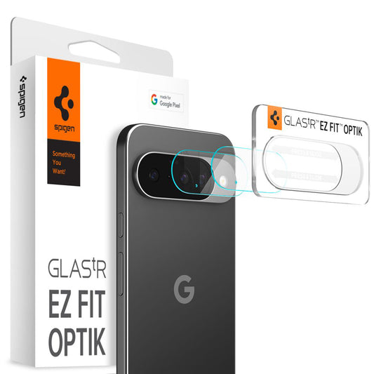 Протектор за задна камера Spigen GlastR Optik за Google Pixel 10, закалено стъкло, комплект от 2 броя, прозрачен AGL09661