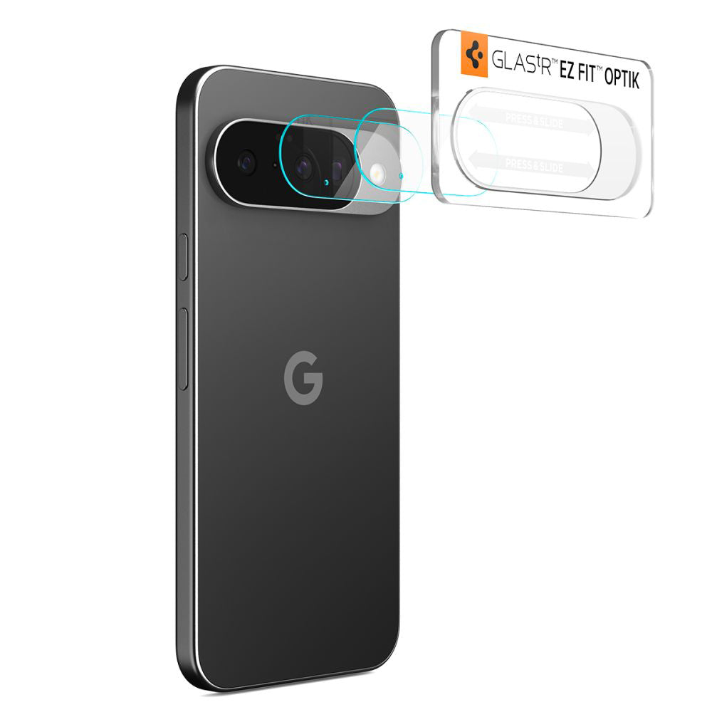 Протектор за задна камера Spigen GlastR Optik за Google Pixel 10, закалено стъкло, комплект от 2 броя, прозрачен AGL09661