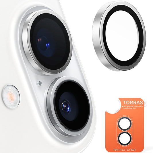 Защитно фолио за задна камера Torras Lensguard за Apple iPhone 16 Plus / 16, закалено стъкло, метален сив