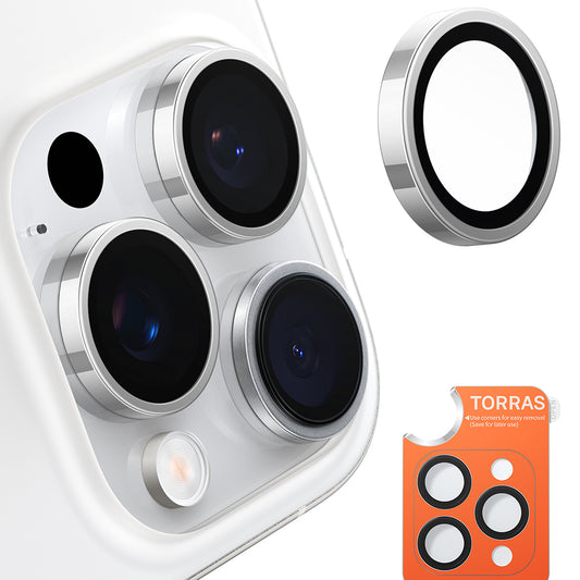 Протектор за задна камера Torras Lensguard за Apple iPhone 16 Pro Max / 16 Pro, закалено стъкло, метално сиво