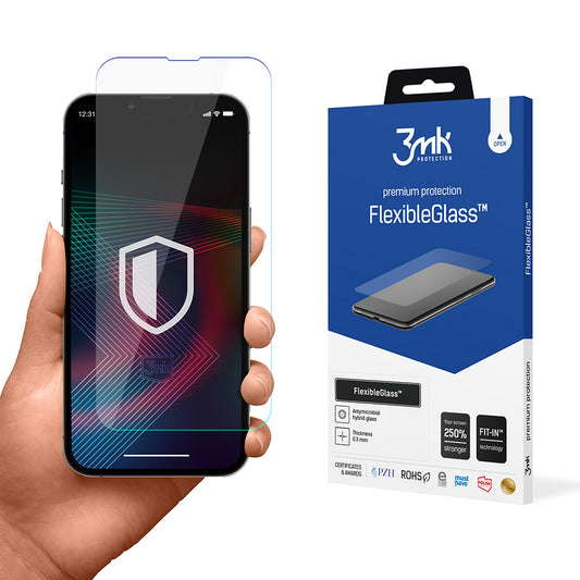 3MK FlexibleGlass Screen Protector за Apple iPhone 14 Pro / 14, гъвкаво стъкло, пълно залепване 