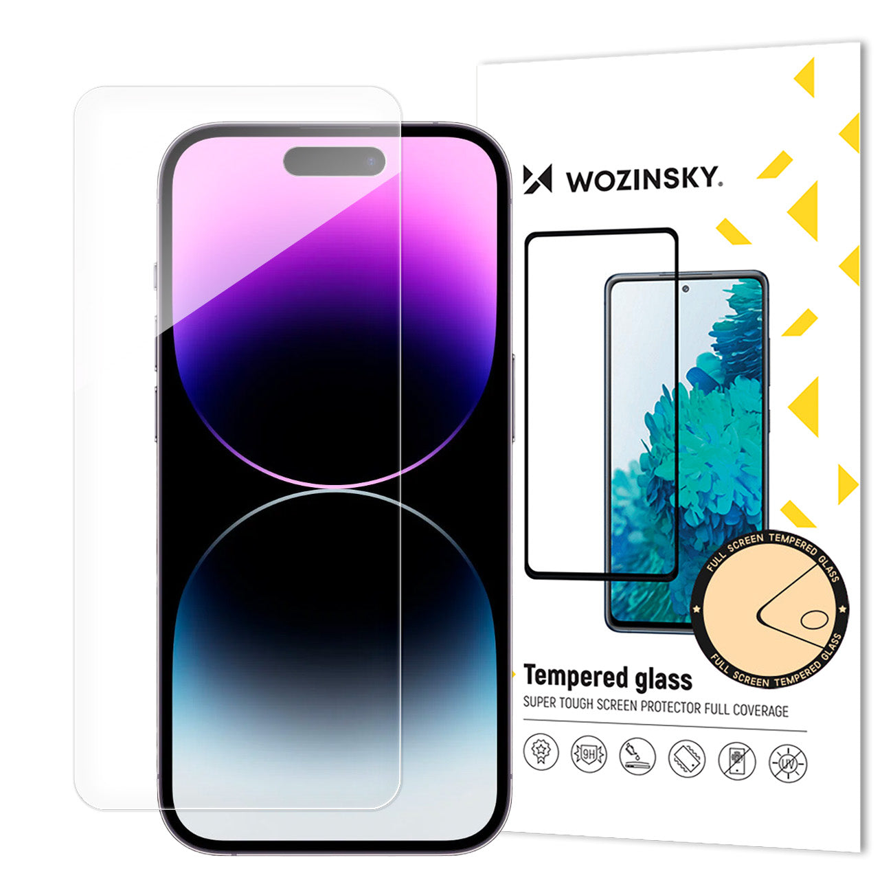 WZK Screen Protector за Apple iPhone 15 Pro, екранирано стъкло, пълно залепване