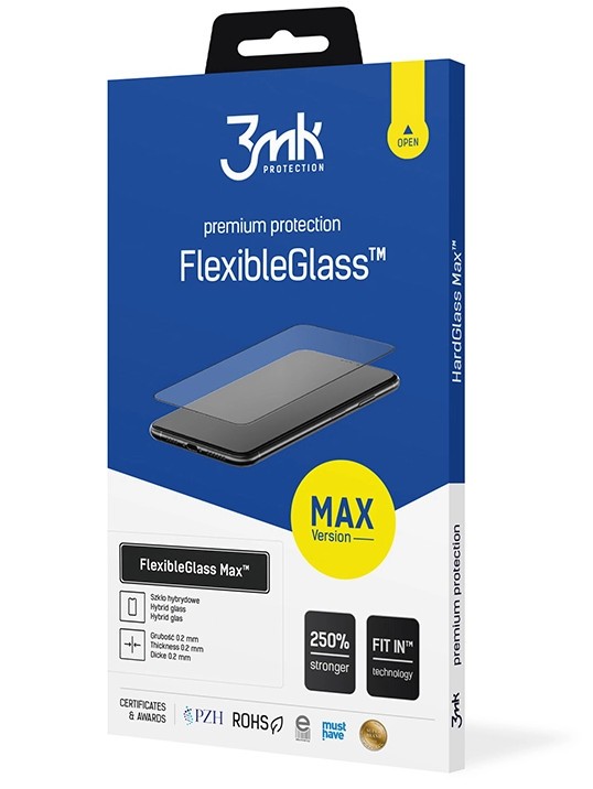 СКРИЙН ПРОТЕКТОР 3MK FlexibleGlass Max за Samsung Galaxy A52s 5G A528 / A52 5G A526 / A52 A525, гъвкаво стъкло, пълно залепване, черен