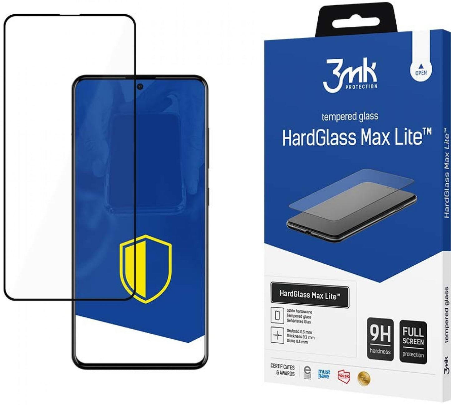 Филм за защита на екрана 3MK HardGlass Max Lite за Samsung Galaxy A51 A515 / A52s 5G A528 / A52 5G A526, със стъклена защита, пълно залепване, черен 