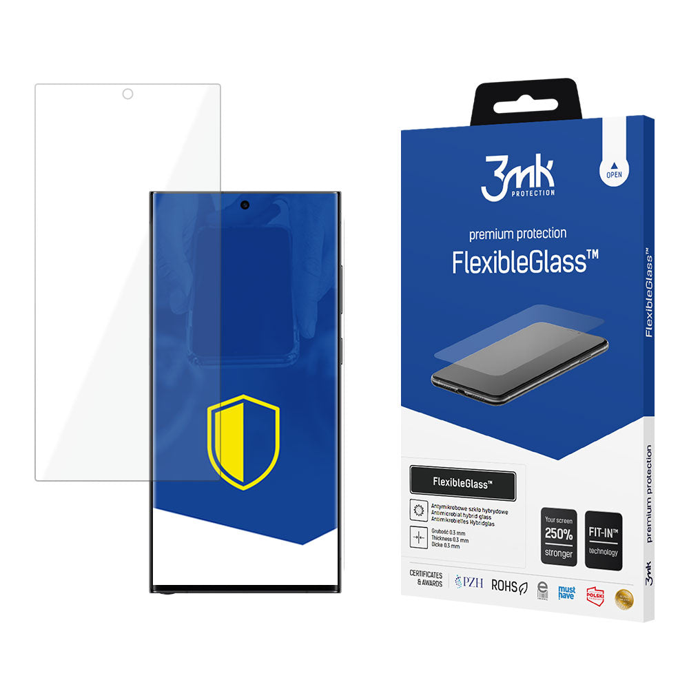 3MK FlexibleGlass Screen Protector за Samsung Galaxy S24 Ultra S928, гъвкаво стъкло, пълно залепване 