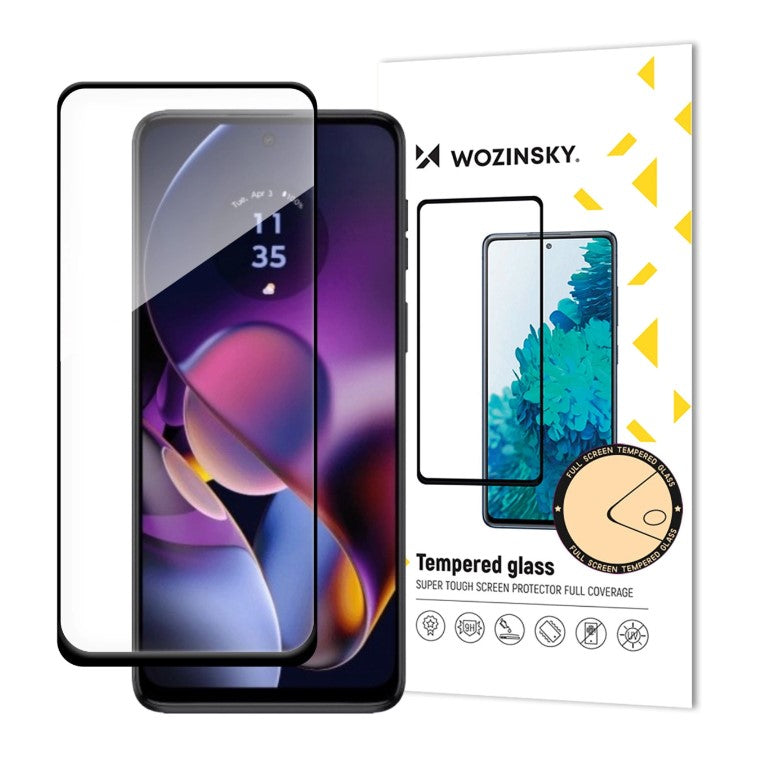 WZK Screen Protector за Motorola Moto G54, защитно стъкло, пълно залепване, черен 