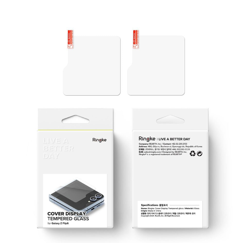Защитно фолио за външен екран Ringke Cover Display за Samsung Galaxy Z Flip6 F741, закалено стъкло, AB Ultra Glue, комплект от 2 броя