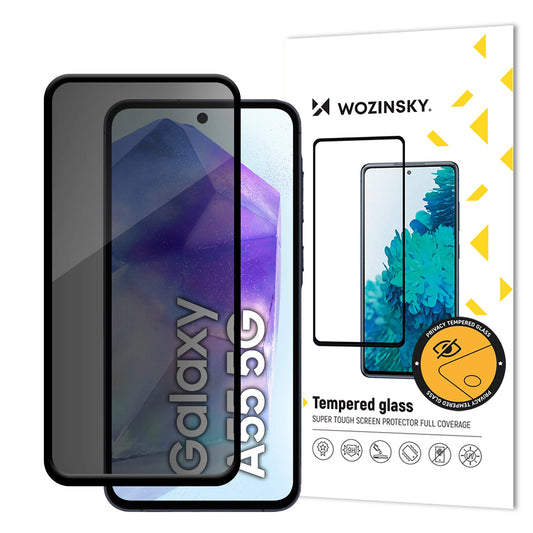 Протектор за екран Privacy WZK AntiSpy за Samsung Galaxy A55 5G A556, закалено стъкло, пълно залепване