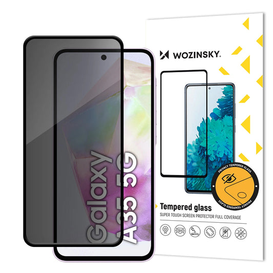 WZK AntiSpy Privacy Screen Protector за Samsung Galaxy A35 5G A356, защитно стъкло, пълно лепило 