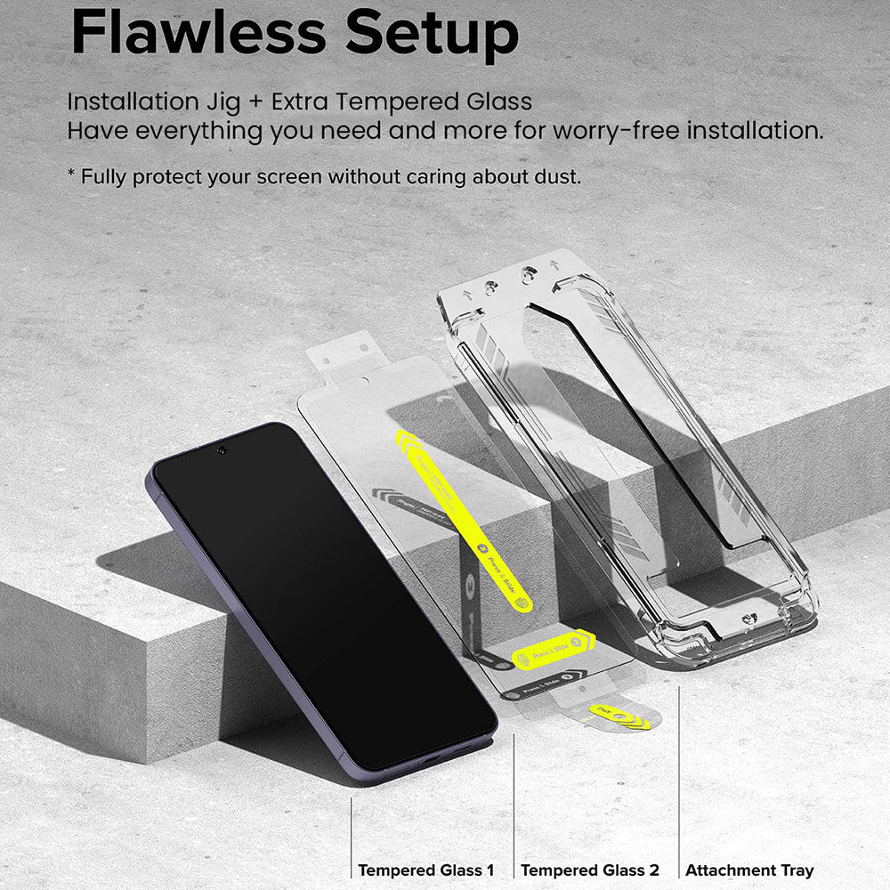 Ringke Easy Slide Screen Protector за Samsung Galaxy S24 S921, със стъклена защита, с пълно лепило, комплект 2 броя 