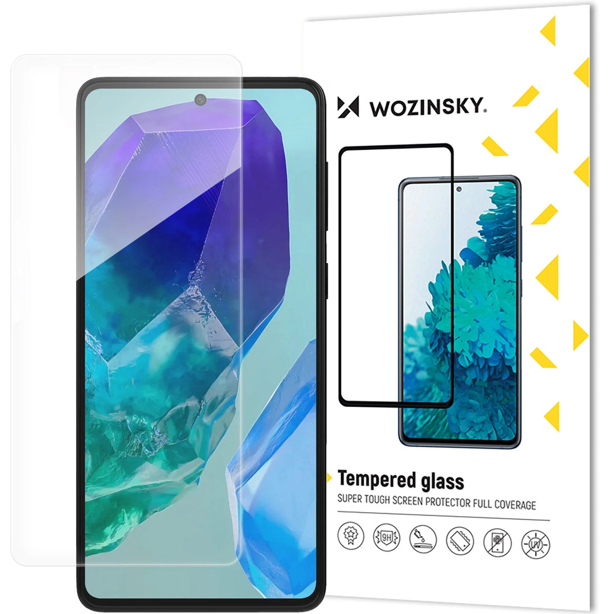 WZK Screen Protector за Samsung Galaxy M55, Full Glue, Glass Protected, Full Glue 